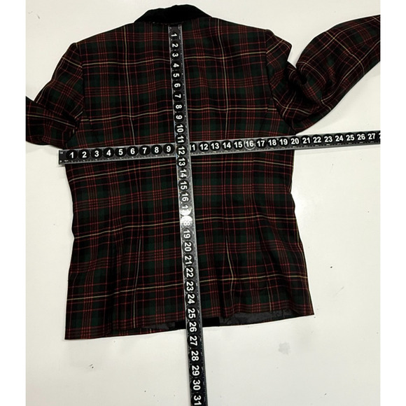 Vintage Pendelton Blazer Womens 10 Wool Black Red Plaid Button Up Career Jacket - Picture 4 of 12